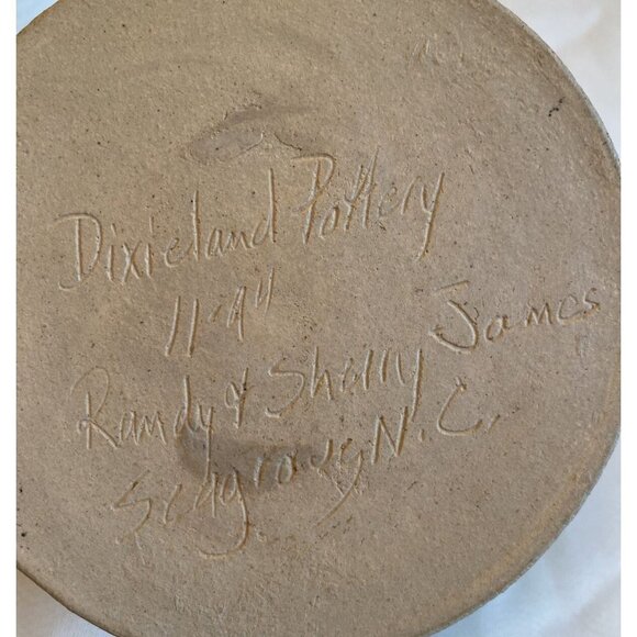 2 Dixieland Seagrove Pottery NC Apple Baker Vtg ‘94 Randy Sandy James White Blue - Picture 6 of 10